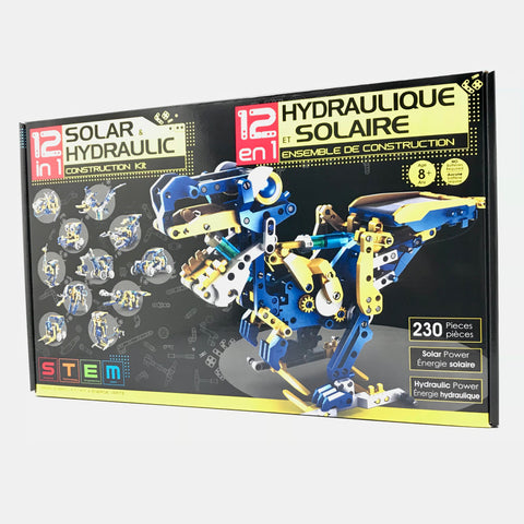 Solar-Powered 12-in-1 Hydraulic Construction Kit: Build, Learn, Play!