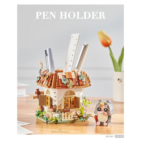 Mouse House Pen Holder | LOZ 1241 Mini Block Building Bricks Set for Ages 10+